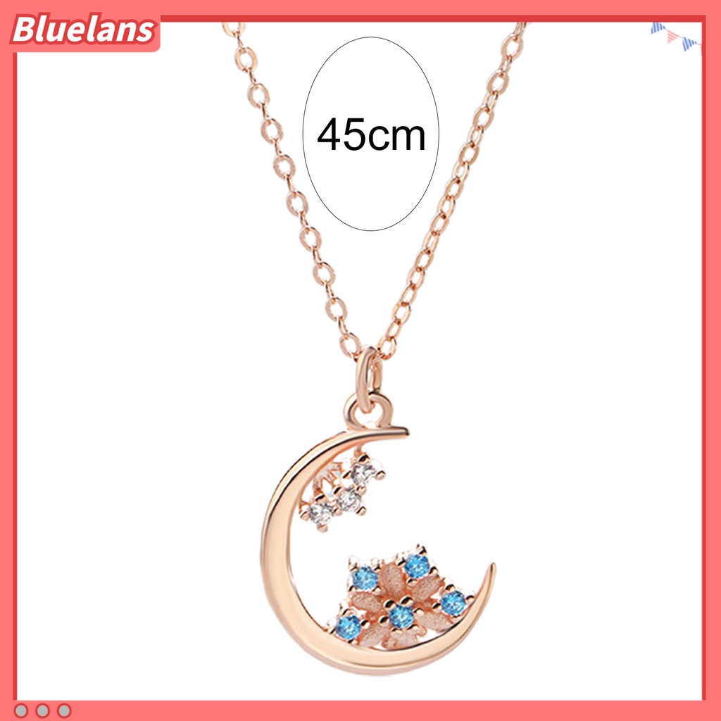 Vòng cổ Mặt Hình Hoa Tuyết / Mặt Trăng Đính Đá Chống Mài Mòn Phong Cách Hàn Quốc 48h