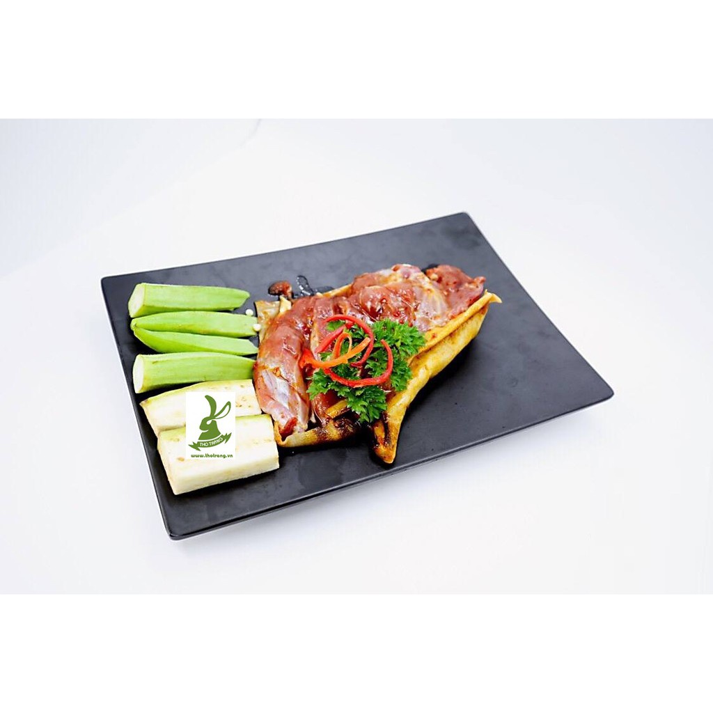 Dĩa chữ nhật Nhà Hàng Hàn Quốc Màu Đen Nhám 23*16*2.5cm Srithai Superware PV087-9