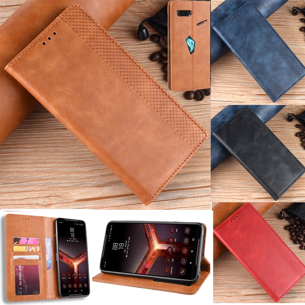 Bao da điện thoại PU dạng mỏng kèm ngăn đựng ví cho Asus ROG Phone II ZS660KL