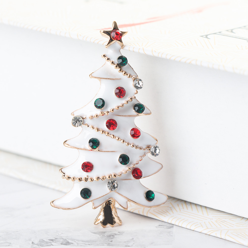 Ghim Cài Áo Hình Cây Thông Noel Đính Đá Nhân Tạo Thời Trang