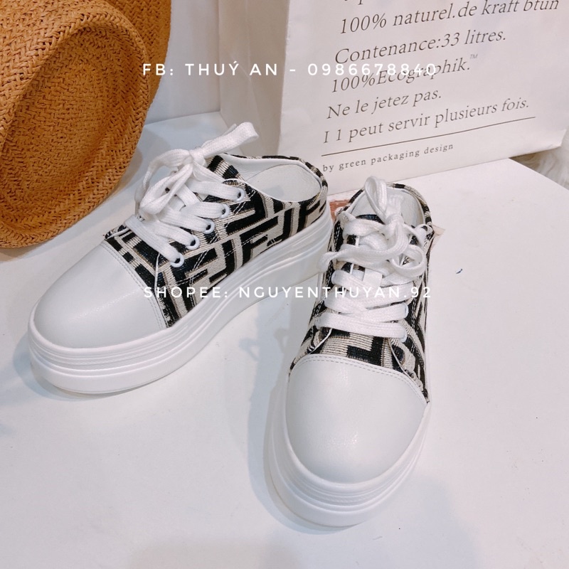 Giày sục thể thao độn đế 7cm ⚡️FREE SHIP⚡️hoạ tiết sang, tôn chiều cao, êm chân
