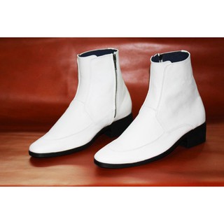 Giày boot nam da bò thật màu trắng. Mã số: B200