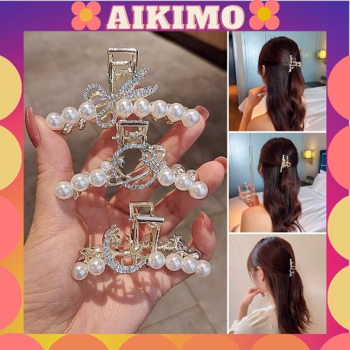 Kẹp tóc hàn quốc đính đá Cặp tóc càng cua kim loại cỡ nhỏ thời trang cho nữ xinh sang chảnh hottrend Aikimo KD7CM