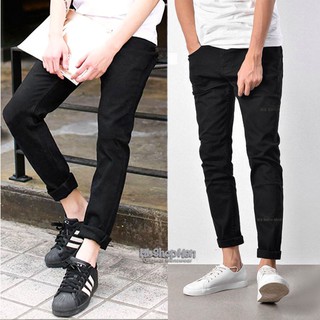 Quần jean nam đen routine chất cotton co giãn dáng ôm ống côn co giãn