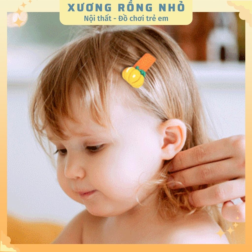 Kẹp tóc cho bé gái hình pony, kem, trái cây siêu cute, dễ thương