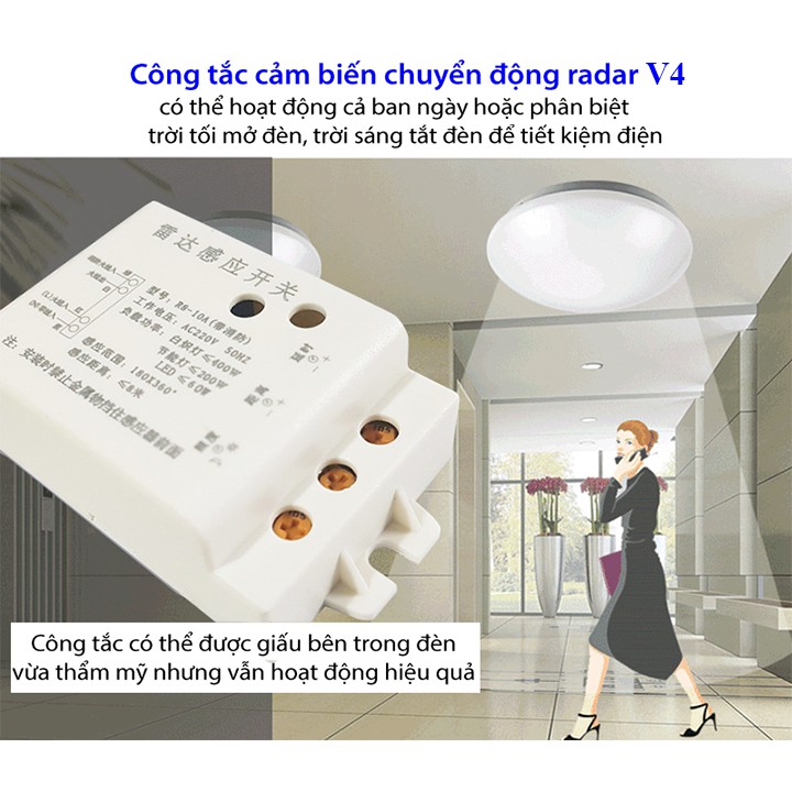 Công tắc cảm biến vi sóng radar V4