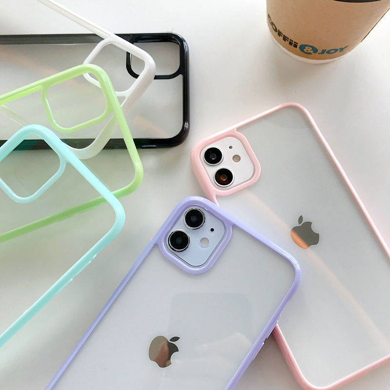 Suntaiho Candy Color Border Shockproof Transparent Hard PC Phone Case For iPhone 11 Pro XR XS Max 7 8 Plus