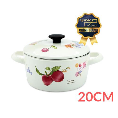 Nồi tráng men Nhật Bản Fujihoro bếp từ nhập khẩu Thái Lan họa tiết trái cây 16cm / 18cm / nồi 20cm / nồi 22cm