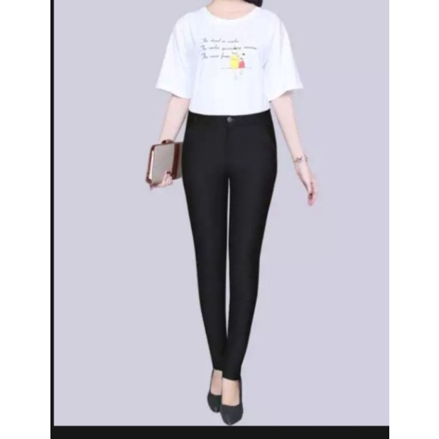Quần legging nữ dây kéo cúc giữa vải co dãn, kiểu giả quần tây thời trang hiện đại