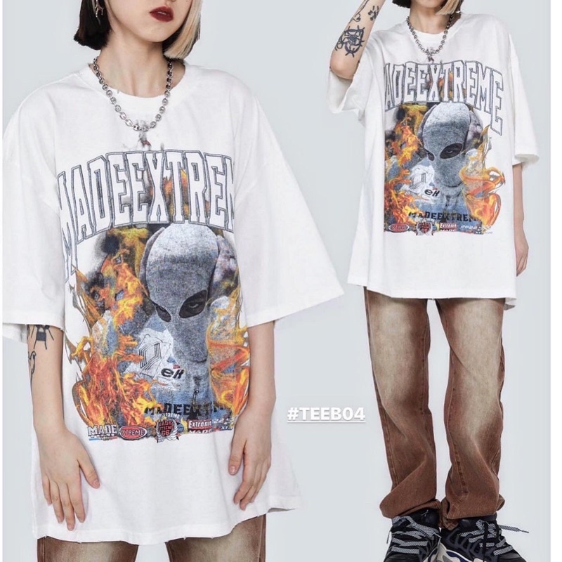 Áo phông denim wash MADE EXTREME chính hãng form rộng 3 màu xanh lá, đen, trắng