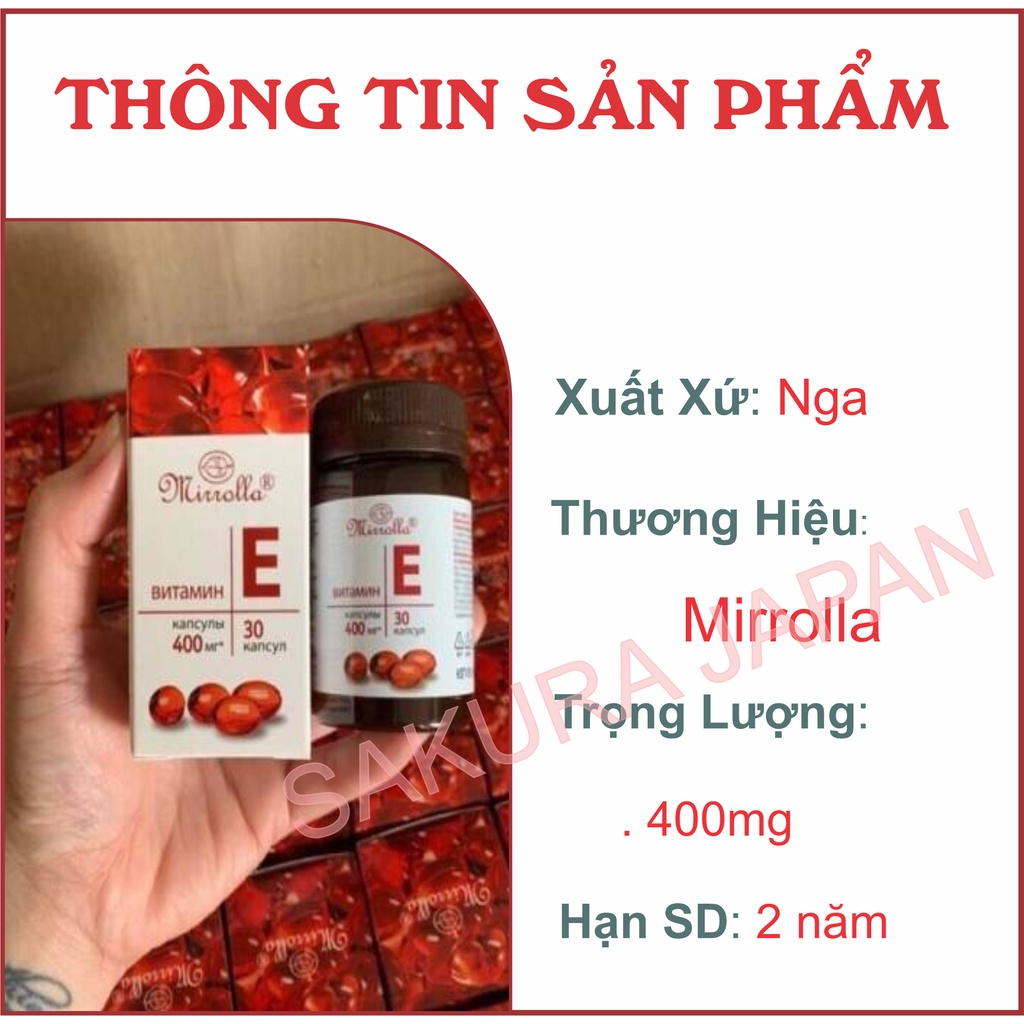 Vitamin E đỏ hàm lượng 400mg chính hãng Nga giúp da căng bóng mịn màng chống lão hóa và cải thiện da