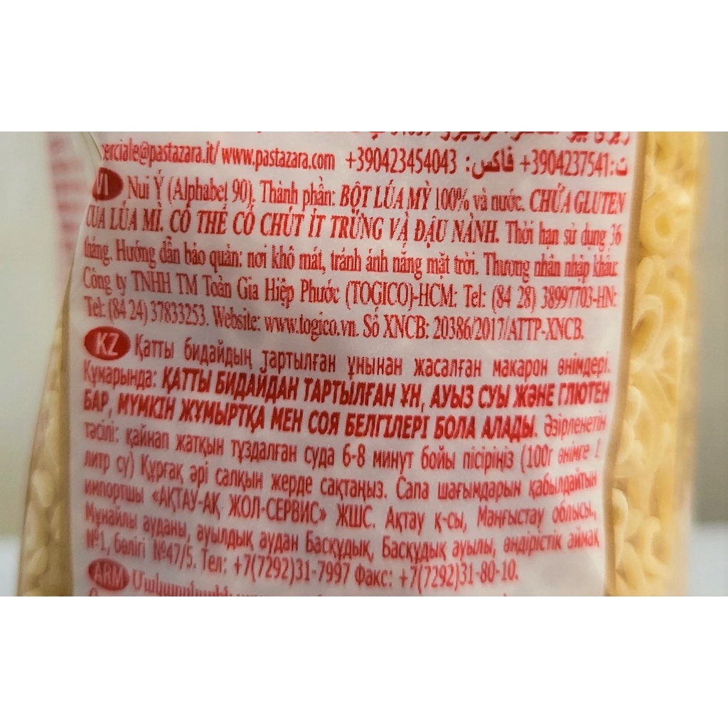 NUI Ý 24 CHỮ CÁI  PASTA ZARA Alphabet Pasta
