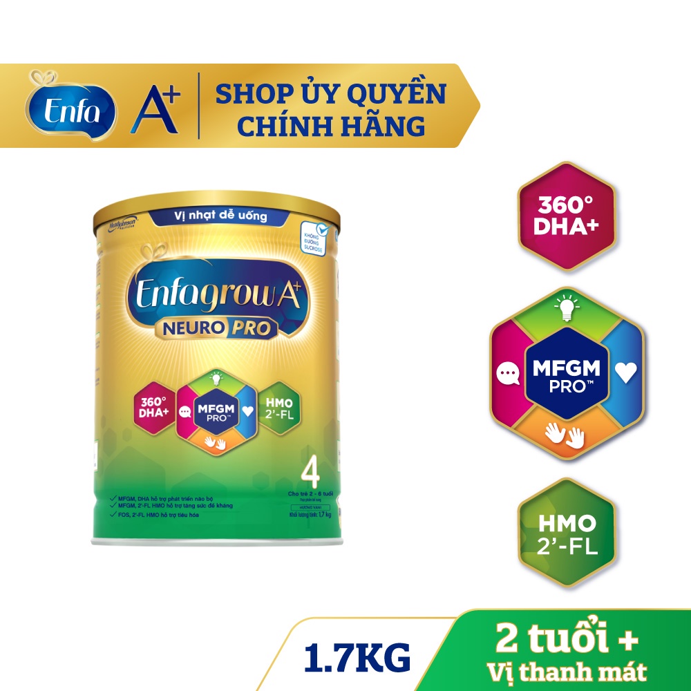 Sữa Bột Enfagrow A+ Neuropro 4 Với Dưỡng Chất DHA & MFGM – 1.7kg vị nhạt dễ uống