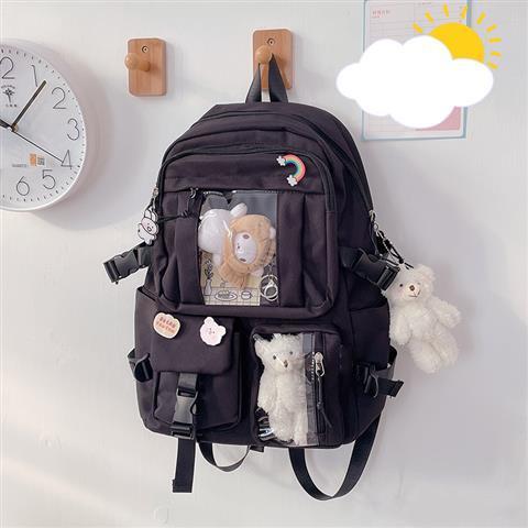 InsThe Wind Capacity High School Student Bag Korean Women Harajukuulzzang Style Cartoon Backpack Middle School Backpack Backpack Fabric