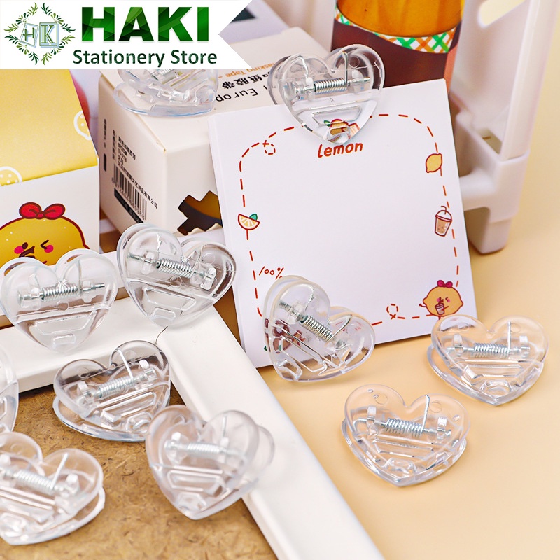 Kẹp tài liệu trái tim HAKI, kẹp giấy a4 màu hồng dễ thương KTL01