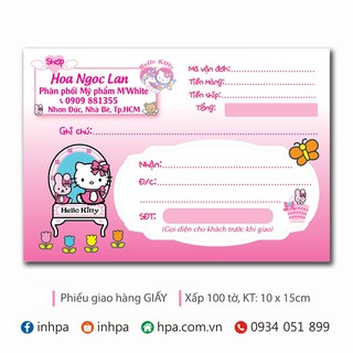 Phiếu ship hàng Hello Kitty in tên shop 400 tờ