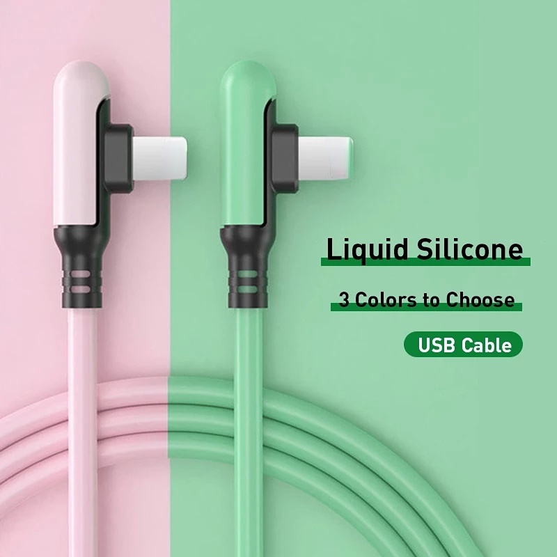Dây Cáp Sạc Nhanh 3a 90 Độ Bằng Silicon Cho IP12 11 Pro Max X Xr Xs 8 7 6 6s 5 5s