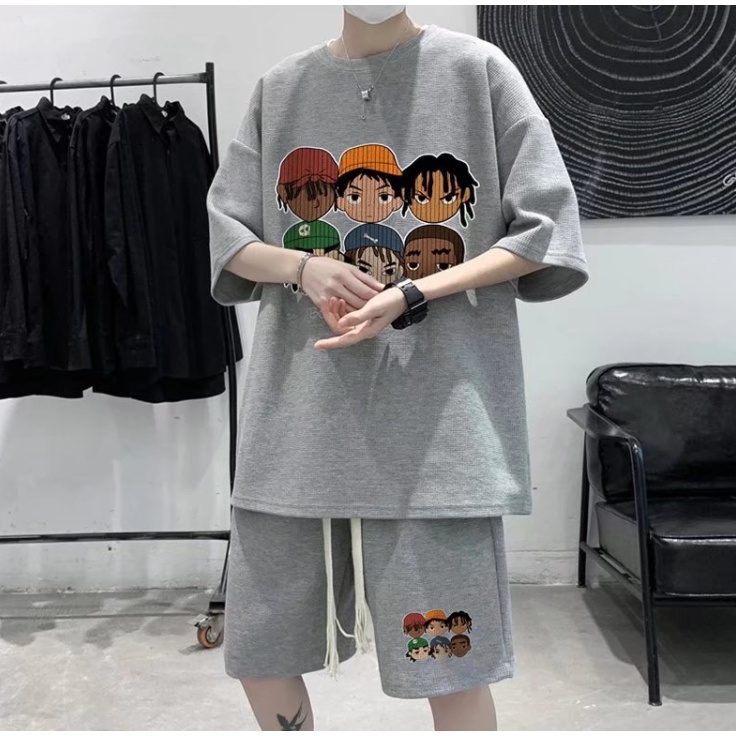 Bộ Đồ Nam Ngắn Tay Plus Size In Họa Tiết Đơn Giản Phong Cách Hàn Quốc Dành Cho fashion bigsize áo phông unisex+quần short nam Và Nữ