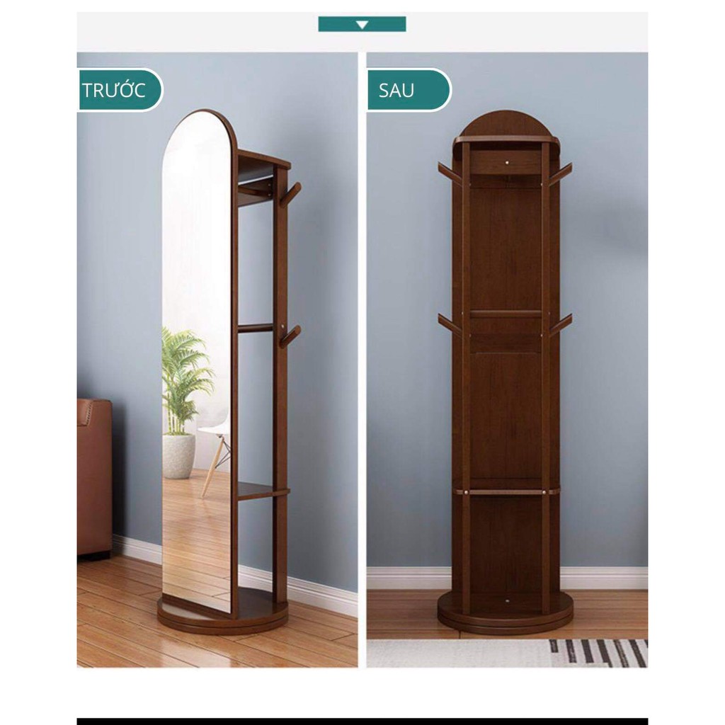 [𝐒𝐢𝐞̂𝐮 𝐒𝐚𝐥𝐞]Gương toàn thân, thân gỗ Xoay 360 độ, decor nhà cửa kèm móc treo đồ tiện lợi, hàng cao cấp | BigBuy360 - bigbuy360.vn