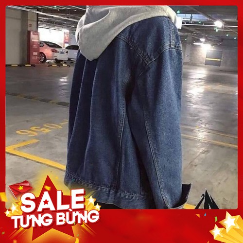 -HÀNG NHẬP KHẨU Áo Khoác Nam, Áo Khoác Jean Nam, Nữ Có Nón Chất Liệu Jean Giày Dặn Không Phai Màu Mầu Trơn Đơn Giản Cá T