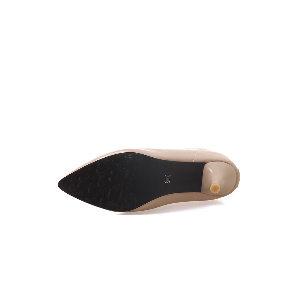 IELGY Giày Bốt Cao Gót 7cm Mũi Nhọn Màu Trơn Phối Khóa Kéo Cá Tính Cho Nữ