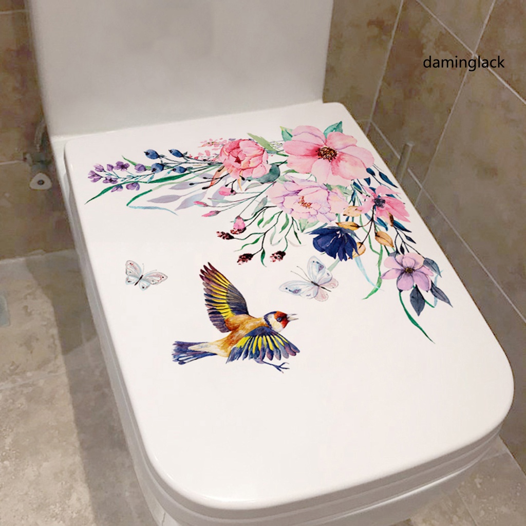 Hàng Mới Về Mới 1 Bộ Nhãn Dán Toilet Bằng PVC Tự Dính Họa Tiết Hoa Tinh Tế Sử Dụng Hàng Ngày