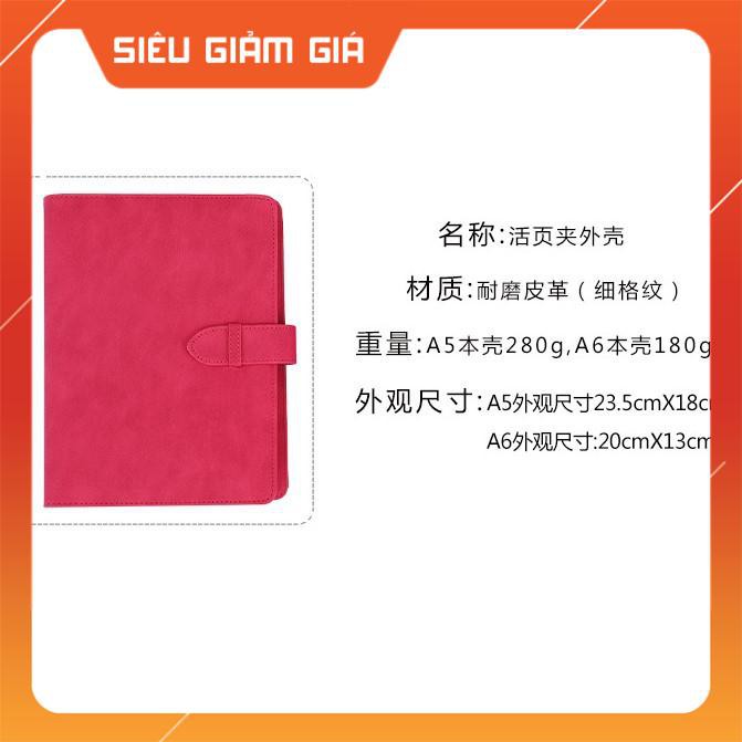 Bìa sổ còng da sần A5 6 lỗ khóa gài- không kèm giấy, Phụ kiện sổ còng, Kingdecor