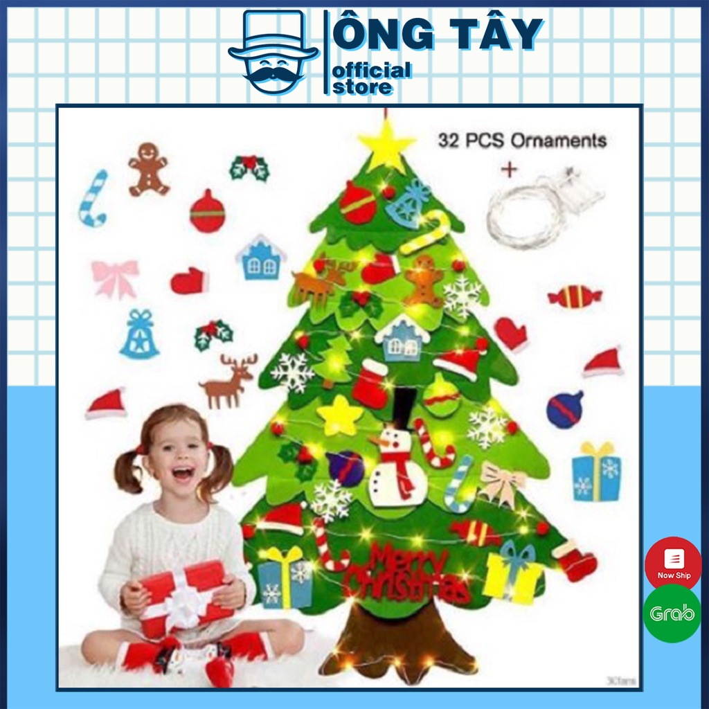 Bộ cây thông Noel vải nỉ tự làm trang trí dịp Giáng Sinh