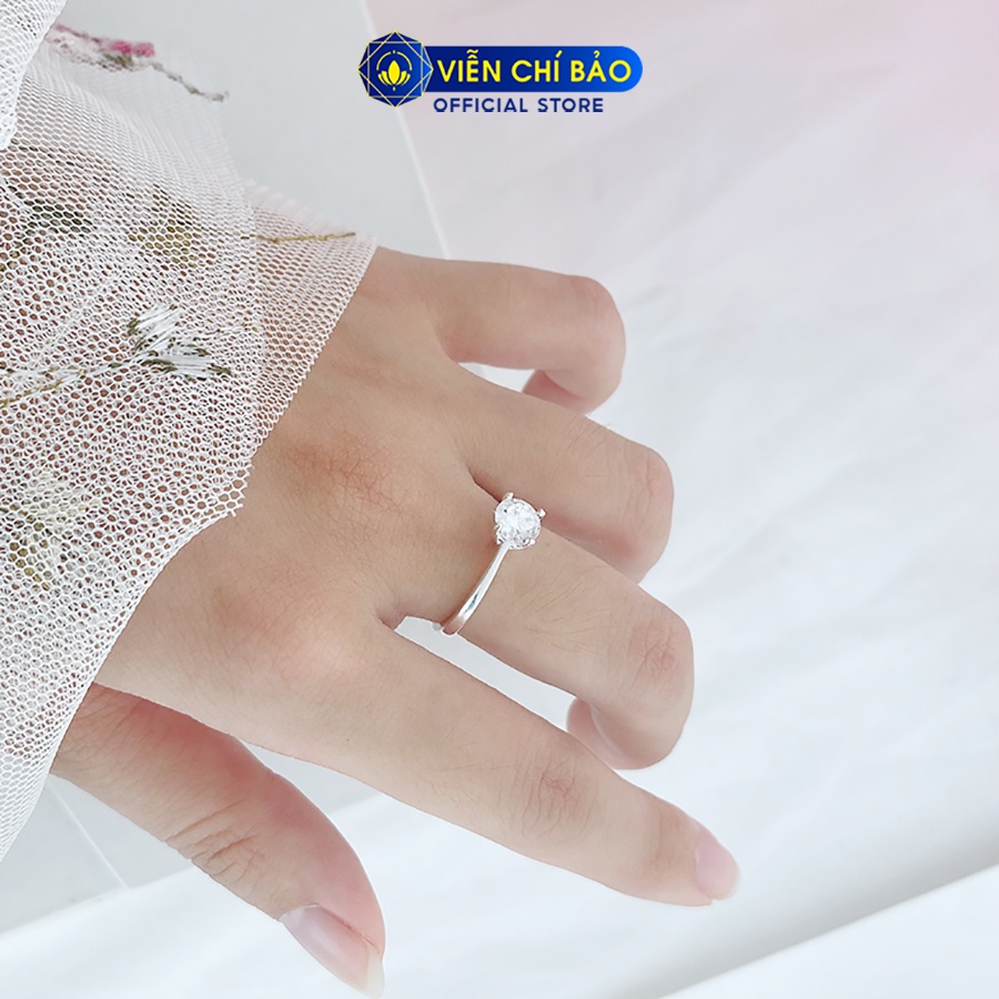 Nhẫn bạc nữ đính đá trơn chất liệu bạc 925 thời trang phụ kiện trang sức Viễn Chí Bảo N400057