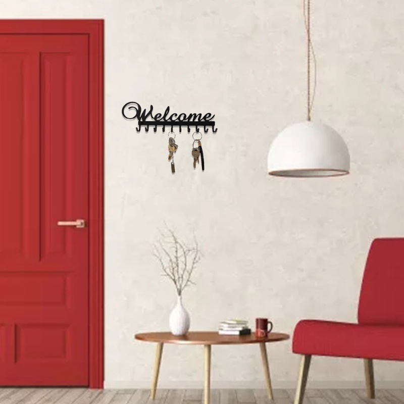 Giá Đỡ Chìa Khóa 10 Móc Treo Tường Bằng Kim Loại Sắp Xếp Gọn Gàng