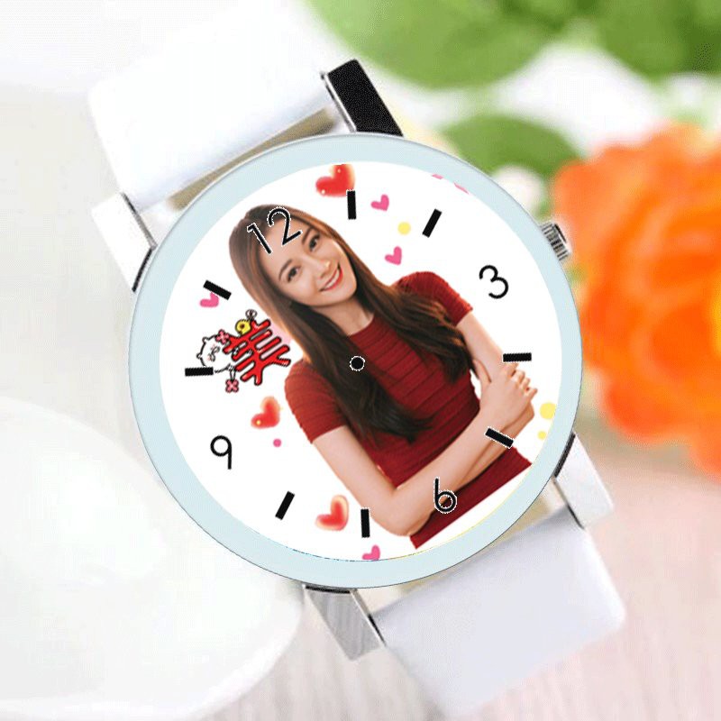 Đồng hồ đeo tay nam nữ in hình ĐỊCH LỆ NHIỆT BA idol diễn viễn hoa ngữ tiện lợi thời trang