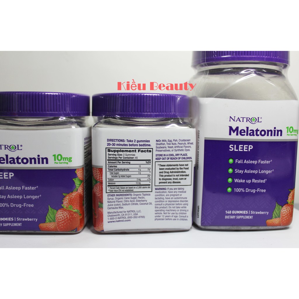 Kẹo Dẻo Ngủ Ngon Melatonin Natrol Gummies 10mg