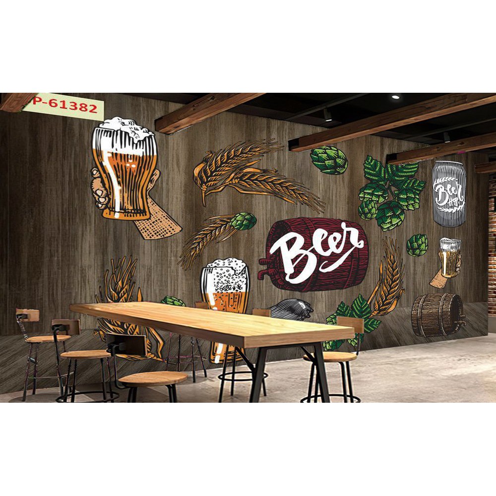 Tranh lụa 3d trang trí Nhà hàng Beer Kích Thước 1,5m x 2m BIARUOU-04