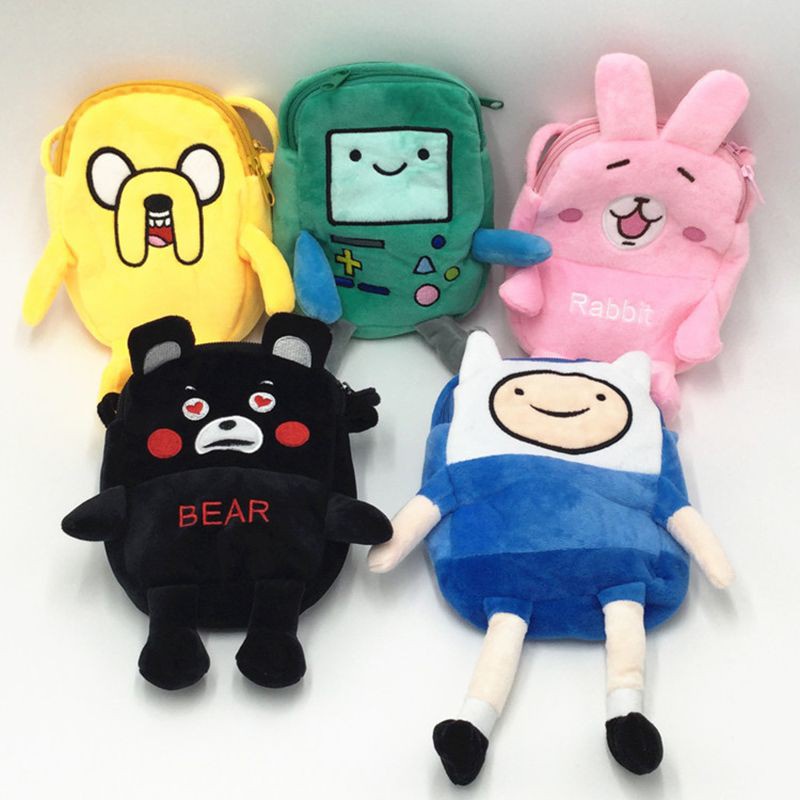 Túi Đeo Chéo Đựng Điện Thoại Hình Finn Jake Nhồi Bông Đáng Yêu