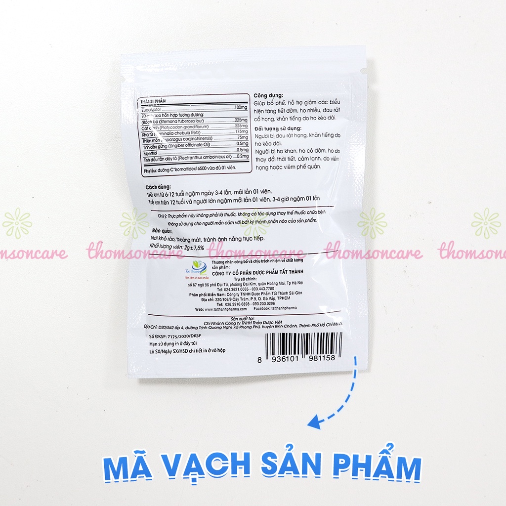 Kẹo ngậm ho Ích Phế Khang - từ Bách Bộ, Cát Cánh giúp bổ phế, giảm đau rát họng, dùng được cho người bị tiểu đường