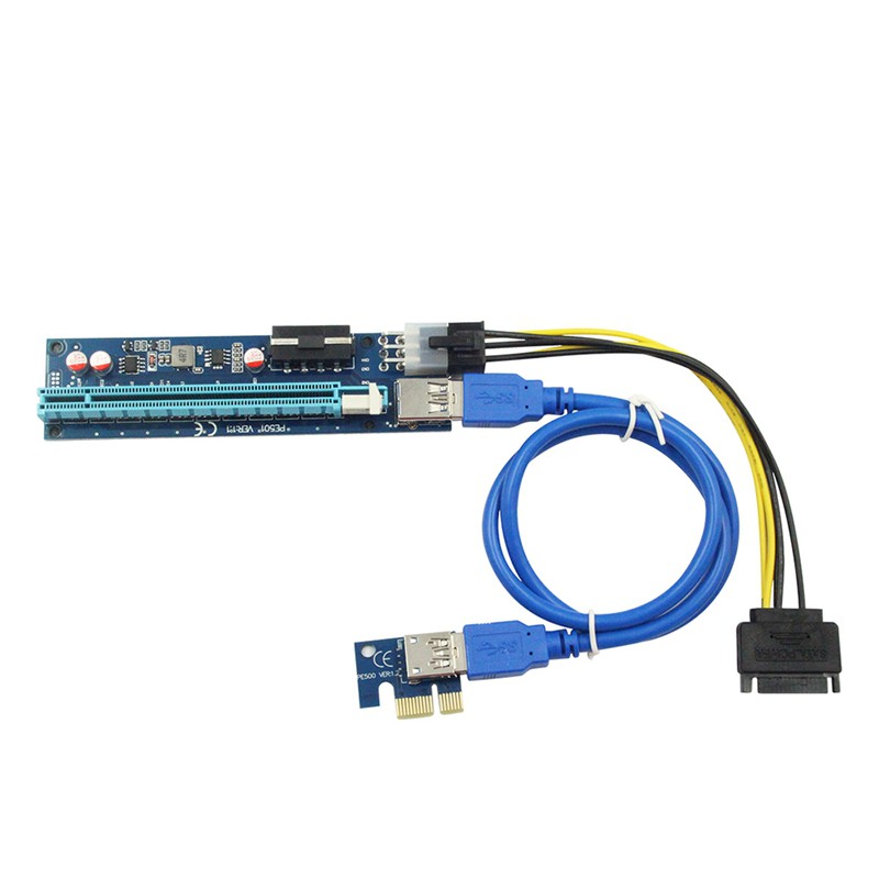 Cáp Chuyển Đổi Pci-E Riser Card Pci Express 1x Sang 16x 30cm Usb 3.0 Sata Sang 4pin + 6pin Cho Máy Đào Bitcoin | BigBuy360 - bigbuy360.vn