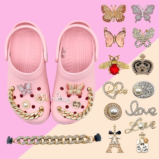 Jibbitz 1pc Crocs phim hoạt hình kim loại bướm mẫu giày trang trí sandal phụ kiện mẫu DIY quà tặng Giáng sinh có thể tháo rời cô gái phong cách khác nhau có sẵn