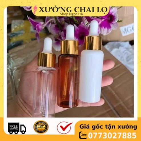 Lọ Chiết Serum ❤ [30ml,50ml,100ml] Chai nhựa pet đựng tinh dầu bóp giọt Khoen vàng chiết mỹ phẩm, phụ kiện du lịch