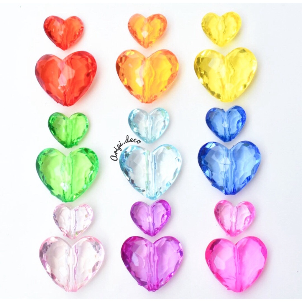 Charm nhựa tim lớn trong xỏ lỗ 2 đầu A22 /Nguyên liệu làm vòng tay /handmade / resin