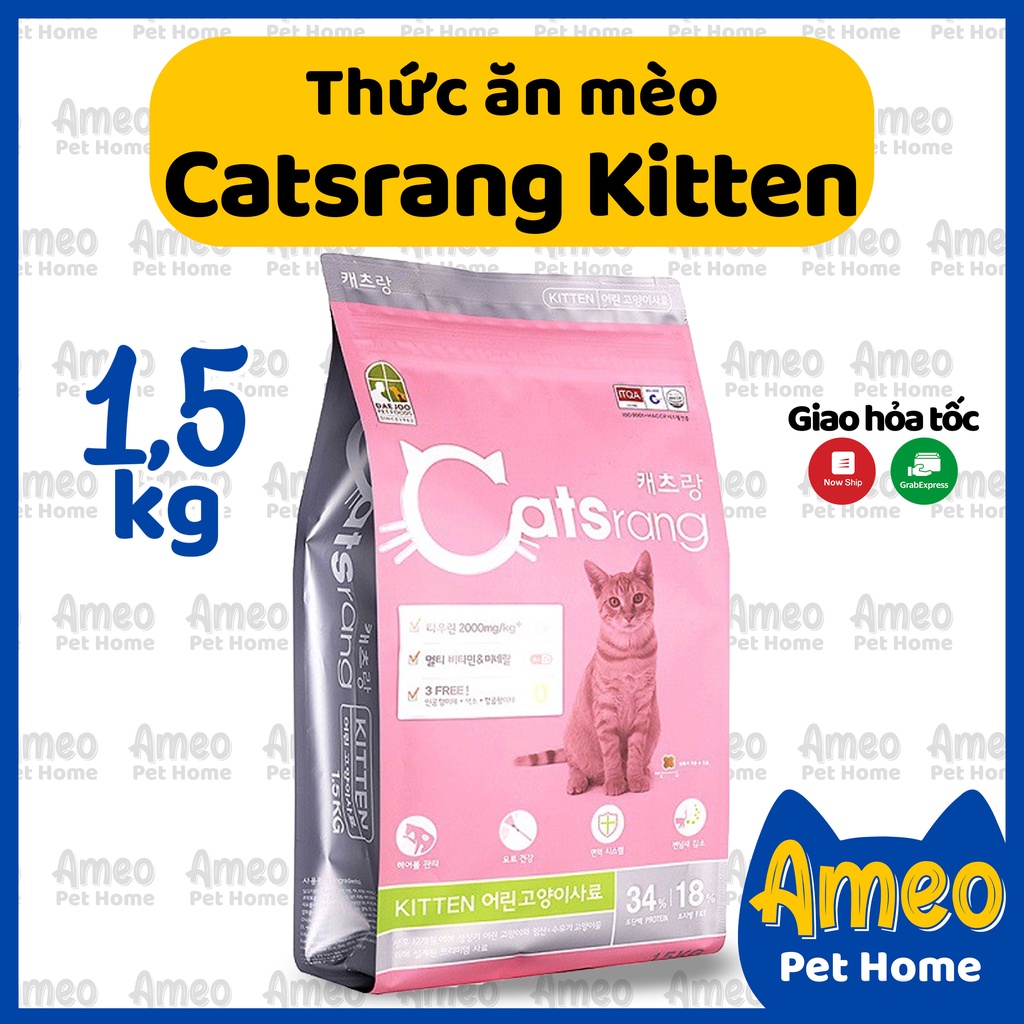 Thức ăn mèo con Catsrang Kitten 1,5kg bao nguyên seal | Hạt kitten cho mèo con