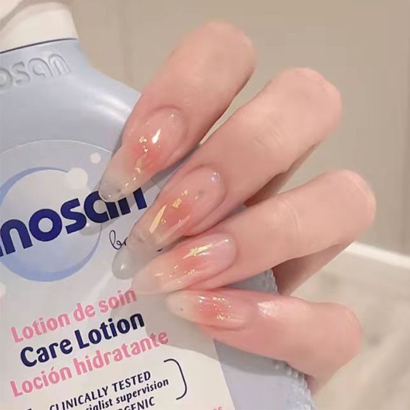 Móng Tay Giả Dạng Thanh Dài Che Phủ Toàn Diện Móng Tay Màu Hồng Phấn Phong Cách Ngọt Ngào DIY