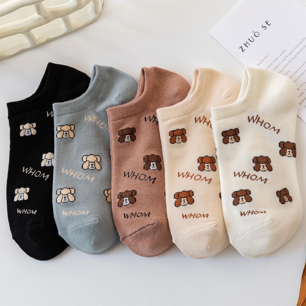 Tất hoạ tiết gấu Whom cổ ngắn