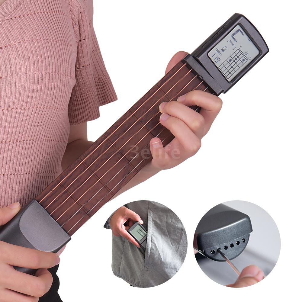 Dụng cụ luyện tập chơi đàn guitar có dây 6 dây với màn hình xoay bỏ túi cho người mới bắt đầu