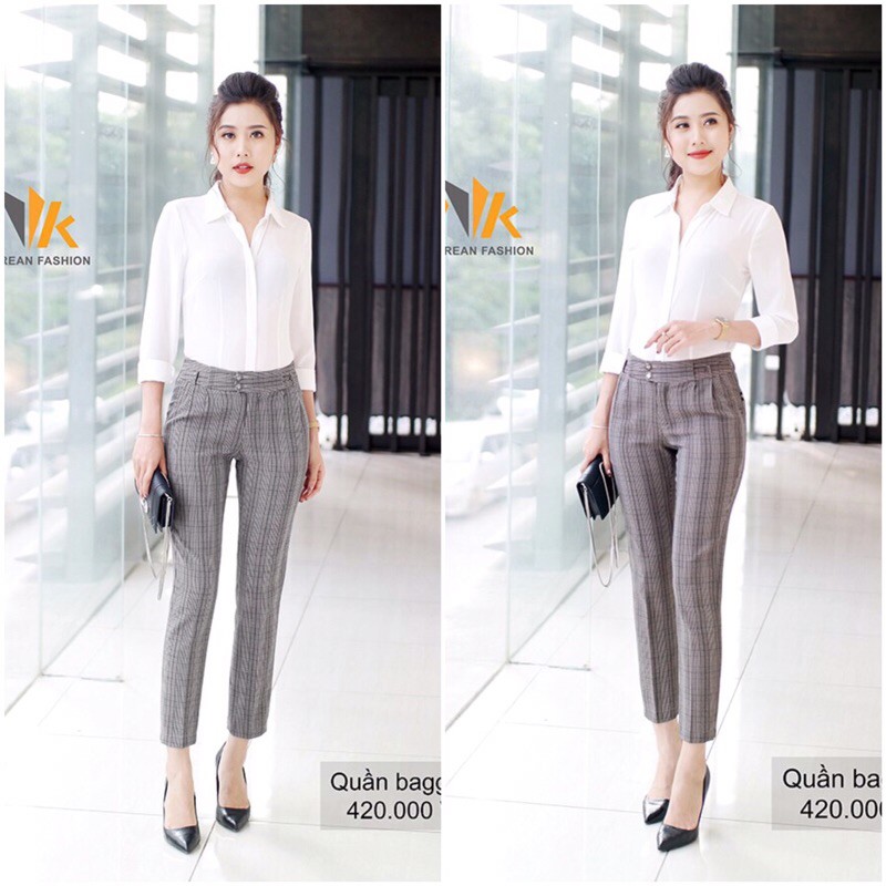 Quần baggy kẻ Q32 thời trang