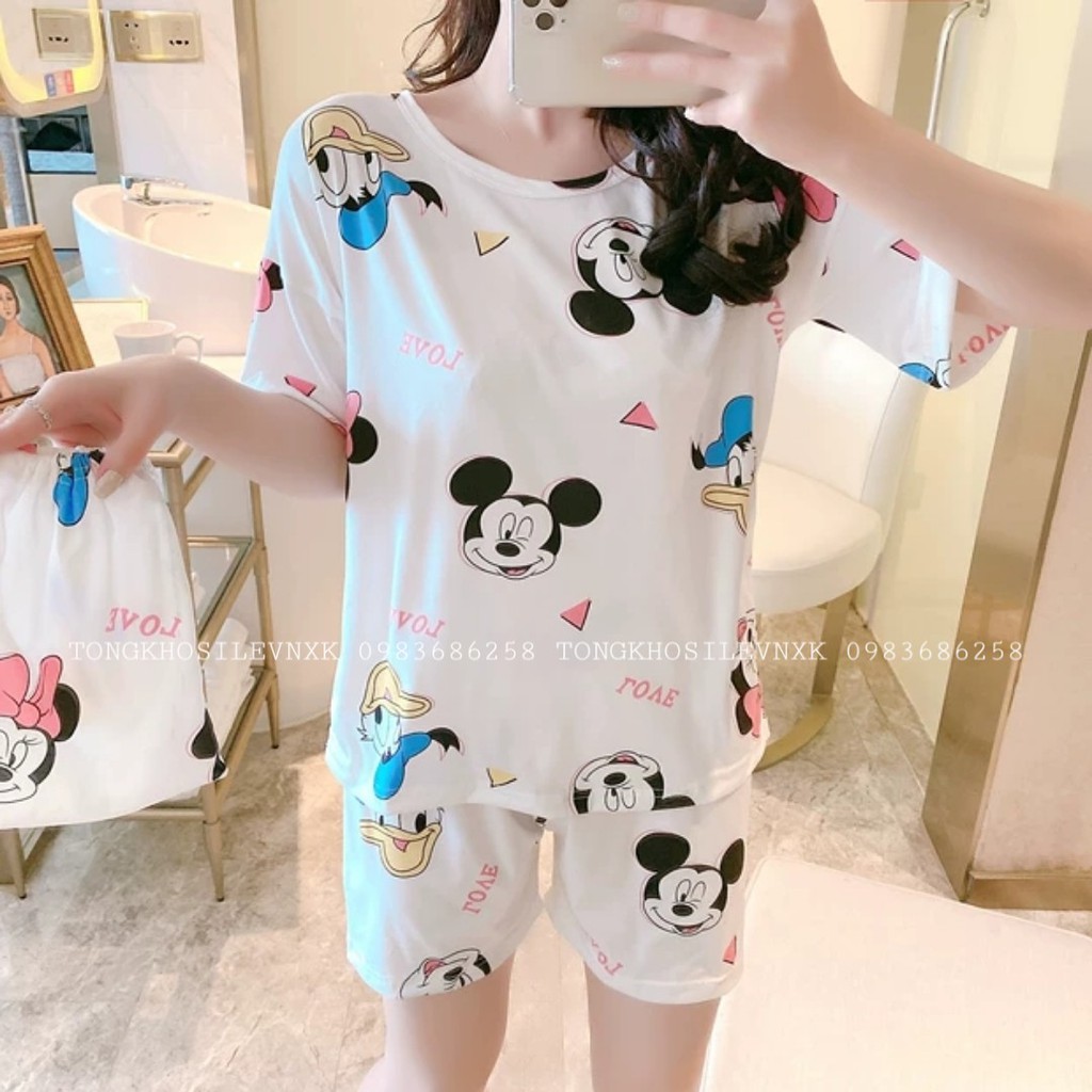 BỘ NGỦ HÌNH MICKEY MÀU TRẮNG BASIC - BỘ MẶC NHÀ CHUỘT MICKEY