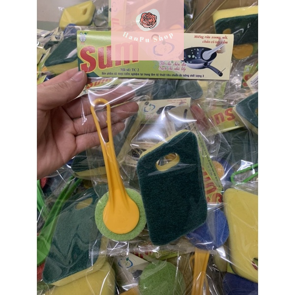 Combo Cây Chà Chảo + Mút Rửa Chén Treo Tiện Lợi Hiệu Sum