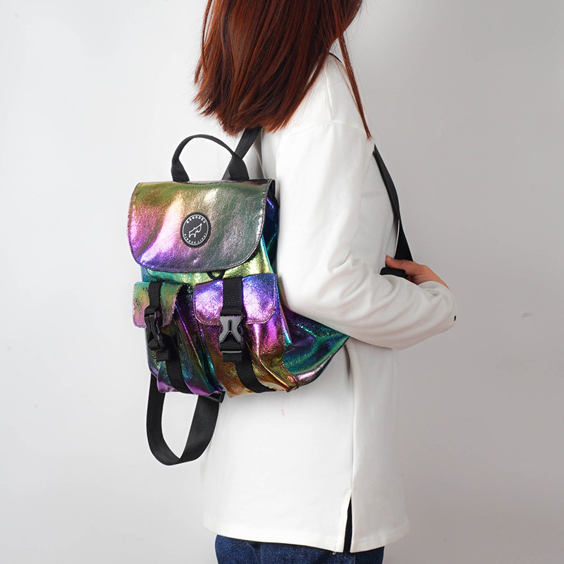 Ba lô dây rút Ksnddeu ánh cầu vồng dành cho nữ