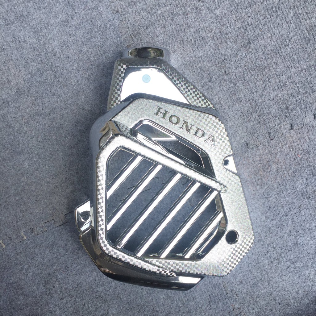 (BH 12 Tháng)Combo 5 món chụp ốp mạ crome Lead 2018: Bầu gió, quạt gió, ốp pô, mõm mỏ dè, đuôi dè.