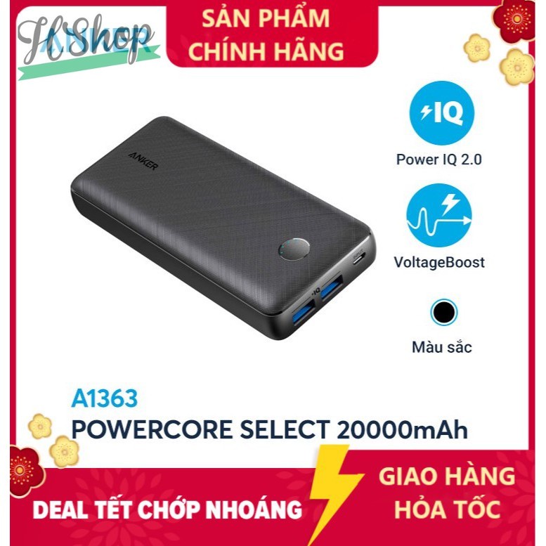 Pin Sạc Dự Phòng Anker PowerCore Select 20000mAh - anker A1363 - Hàng Chính Hãng Bảo hành 18 tháng