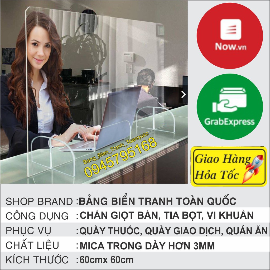 Tấm chắn mica chống giọt bắn trong suốt để bàn quầy thuốc quán ăn